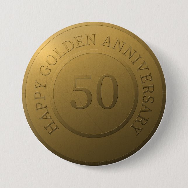 Happy golden wedding anniversary 3 inch round button (Front)