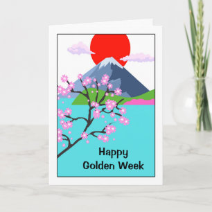 Happy Golden Week Japanese Cherry Blossoms Card