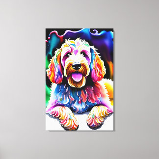 Happy Goldendoodle Colourful Joyful Doodle Dog  Canvas Print
