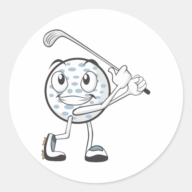 Happy Golf Ball Player Classic Round Sticker (Front)