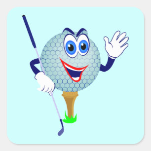Happy Golf Ball T-shirts and Gifts Square Sticker