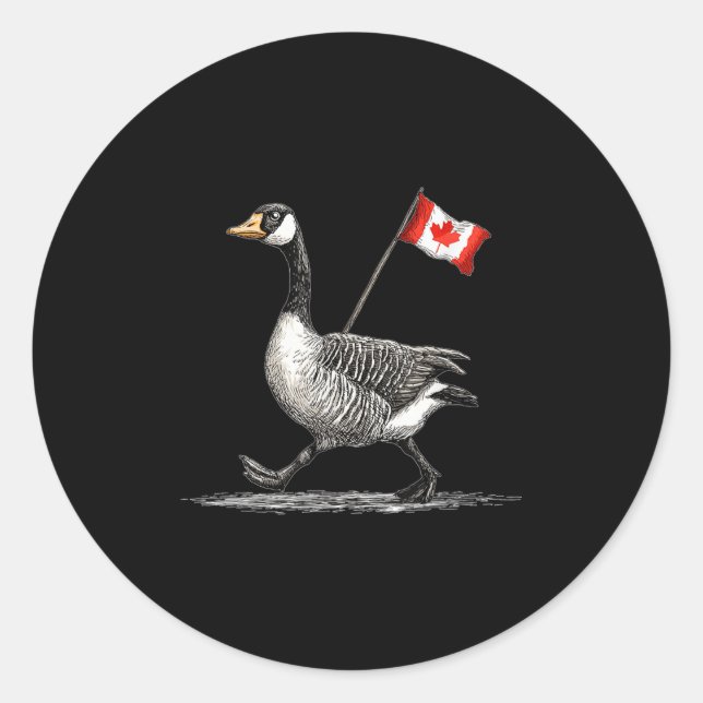 Happy Goose Costume With Canada Flag  Classic Round Sticker (Front)
