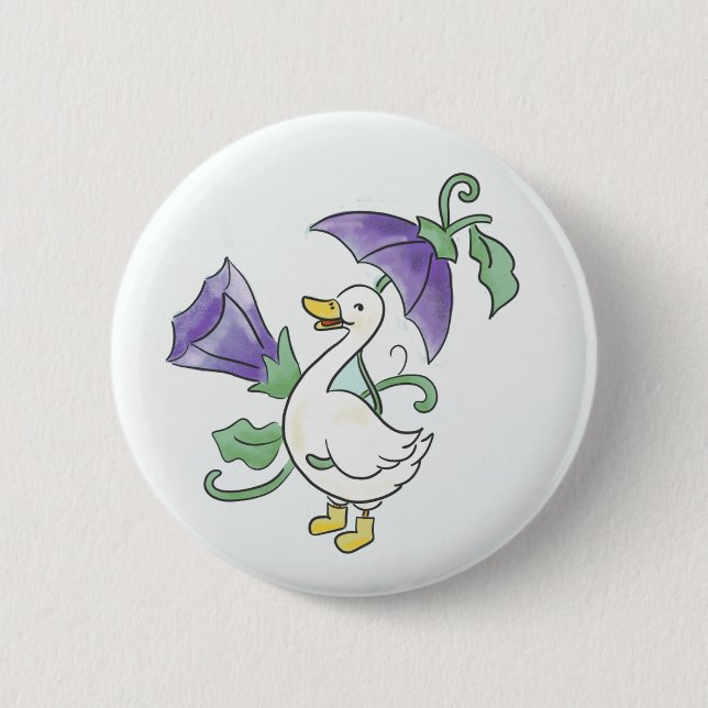 Happy Goose in Rain-boots! 2 Inch Round Button (Front)