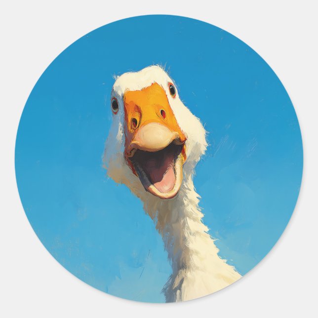 Happy Goose Under Blue Sky Classic Round Sticker (Front)
