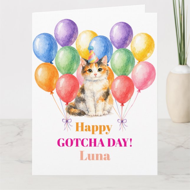 Happy Gotcha day Calico Cat Pet Card (Front)
