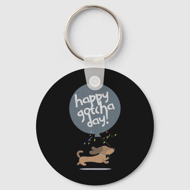 Happy Gotcha Day Dog New Puppy Adoption Birthday C Keychain (Front)