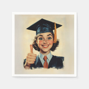 Happy Graduate Giving a Thumbs-Up  Napkin