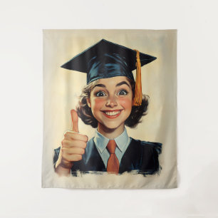 Happy Graduate Giving a Thumbs-Up  Tapestry