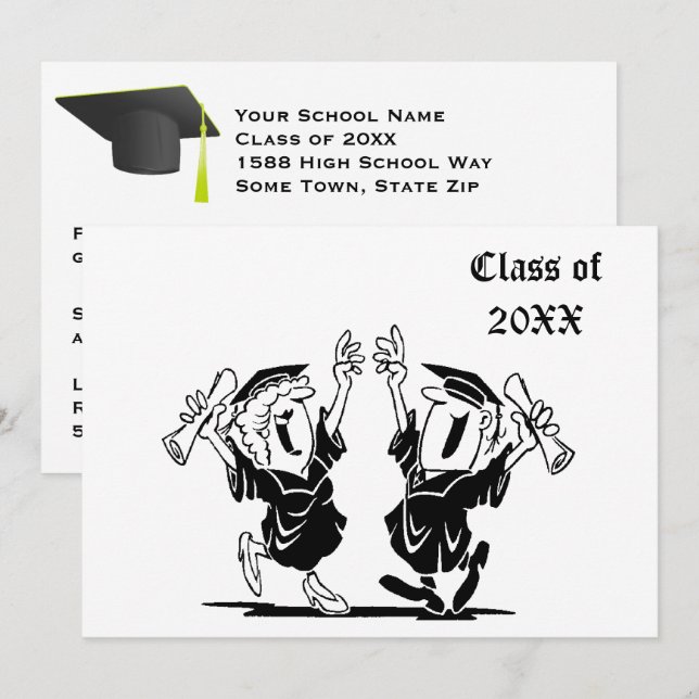 Happy Graduates Class of 20XX Invitation (Front/Back)