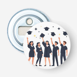 Happy Graduates Throwing Caps Celebration Bottle Opener