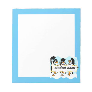 Happy Graduating Dancing Penguins w/Banner Notepad