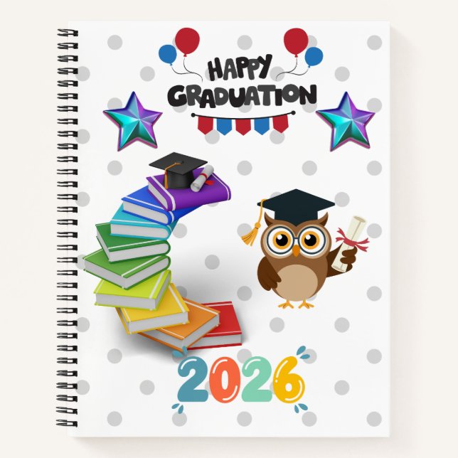 Happy Graduation 2026 - Cute Owl & Books  (Front)