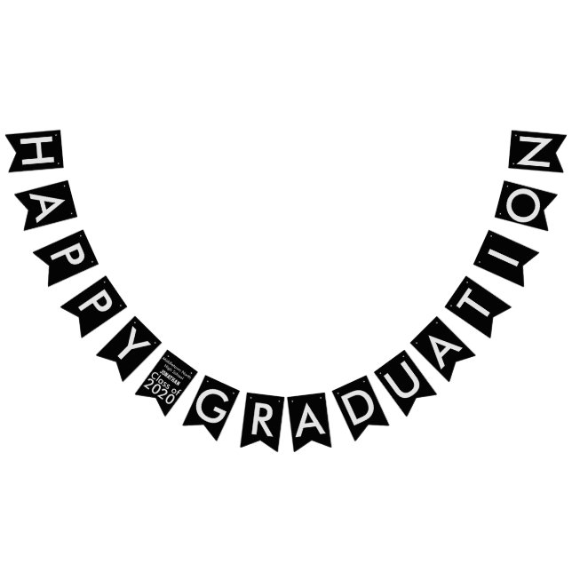 Happy Graduation Black Grey Bunting Flags (All)