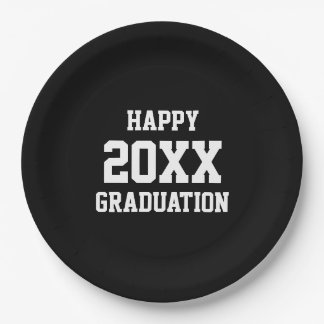 Happy Graduation Black White Colours Paper Plate