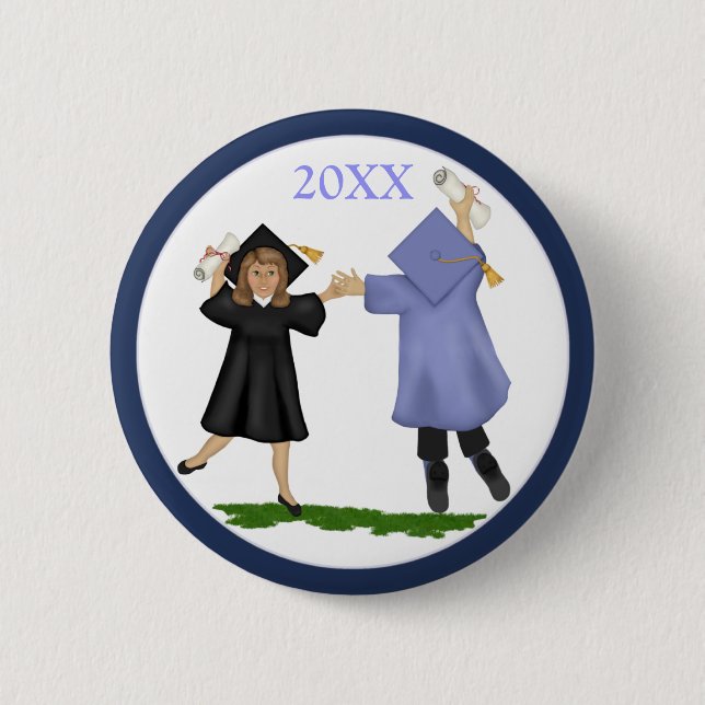Happy Graduation Day  Graduates 2 Inch Round Button (Front)