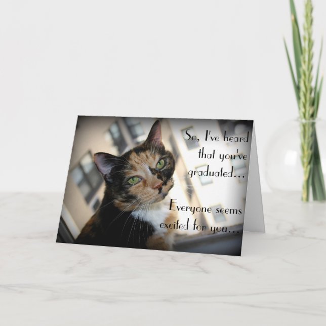 Happy Graduation from Aloof Cat Card (Front)