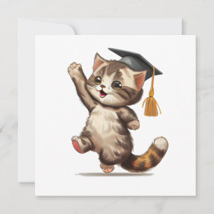 happy graduation little cat invitation