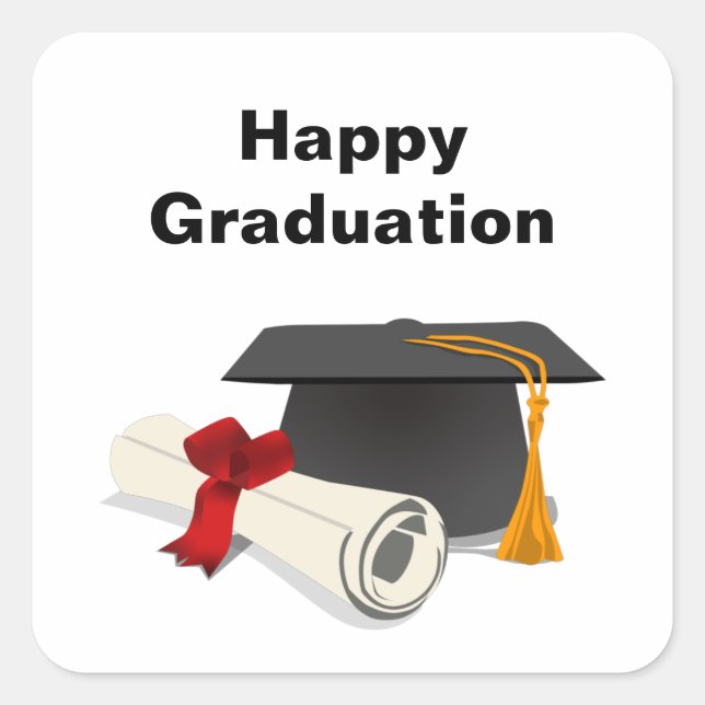 Happy Graduation Square Sticker (Front)