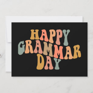 Happy Grammar Day Retro Wavy Holiday Card