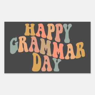 Happy Grammar Day Retro Wavy Sticker
