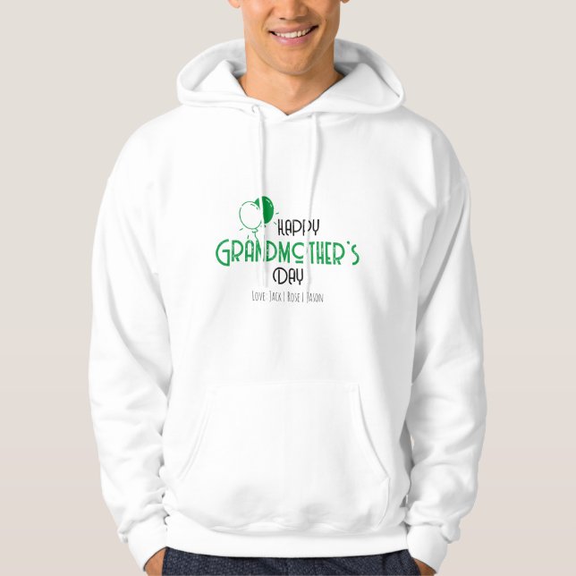 Happy Grandmother’s Day with Gree Balloons & Names Hoodie (Front)