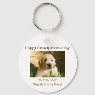Happy Grandparent's Day Best Dog Grandfather Photo Keychain
