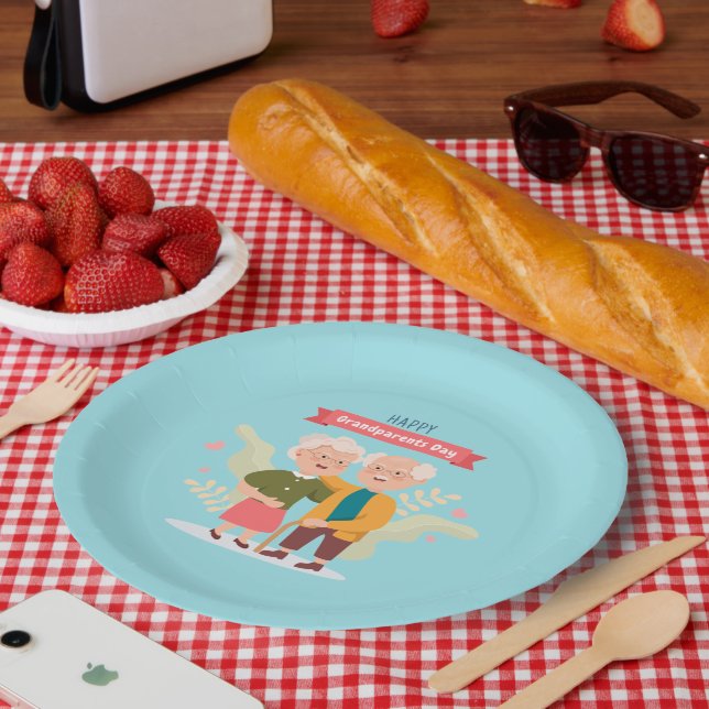 Happy Grandparents Day word art  Paper Plates (Picnic)