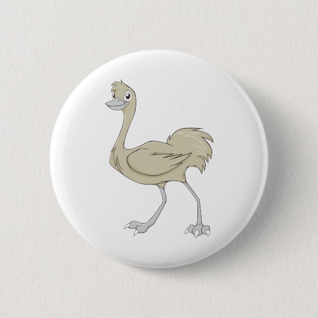 Happy Greater Rhea Cartoon 2 Inch Round Button (Front)