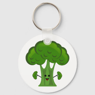 Happy Green Broccoli Keychain