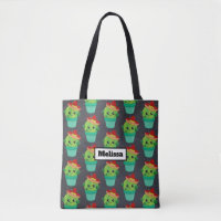 Happy Green Cactus in a Red Sombrero Pattern