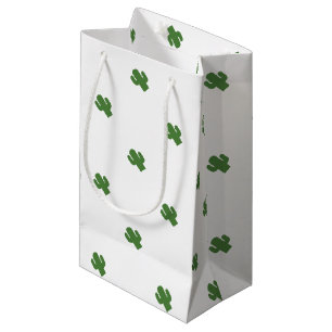 Happy green cactus in pink summer small gift bag