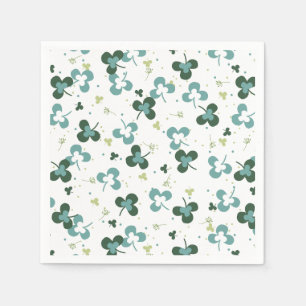 Happy Green Clover Leaves Art Pattern III Napkin