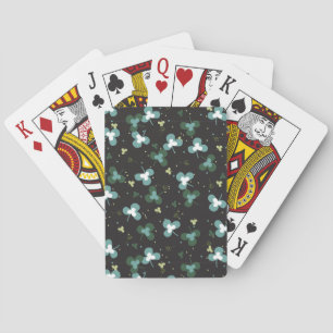 Happy Green Clover Leaves Art Pattern IV Playing Cards