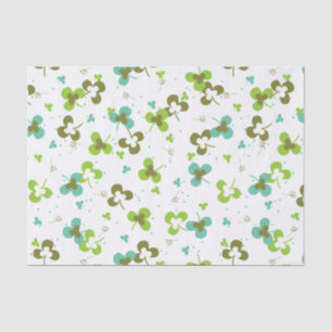 Happy Green Clover Leaves Art Pattern Tissue Paper