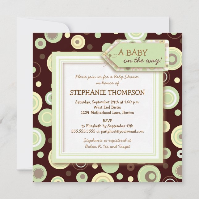 Happy Green Dots Neutral Baby Shower Invitation (Front)