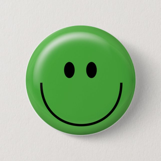 Happy green face 2 inch round button (Front)