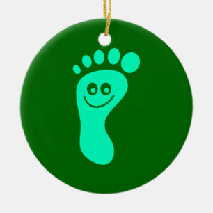 Happy Green Foot Ceramic Ornament