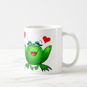 Happy Green Frogs Cute Cartoon Animals Coffee Mug