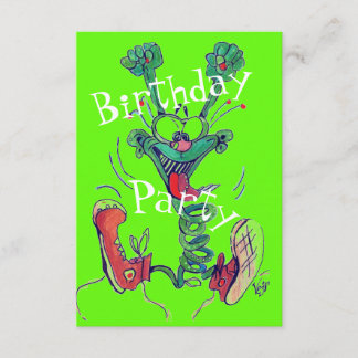 Happy Green Guy RSVP Invitations