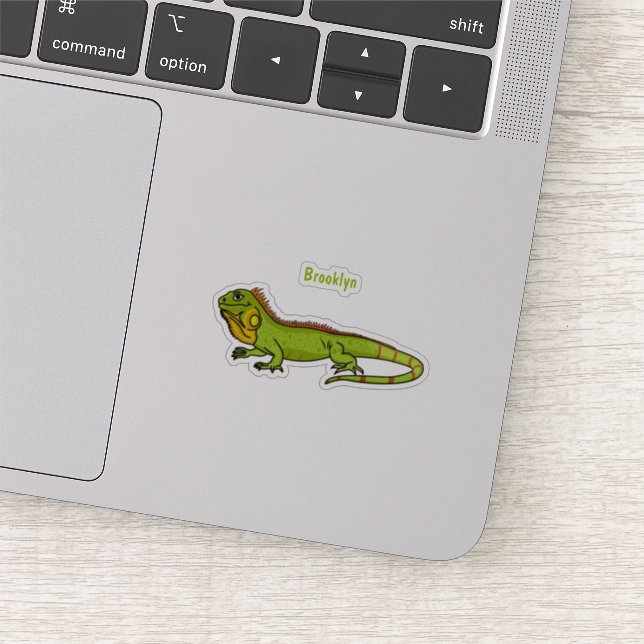 Happy green iguana cartoon illustration (Detail)