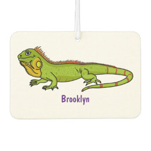 Happy green iguana cartoon illustration  air freshener