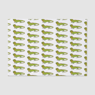 Happy green iguana cartoon illustration tissue paper