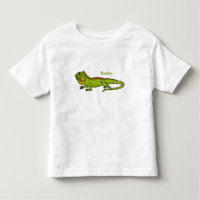 Happy green iguana cartoon illustration