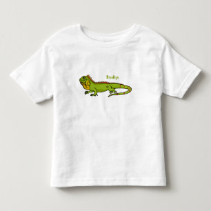 Happy green iguana cartoon illustration toddler t-shirt