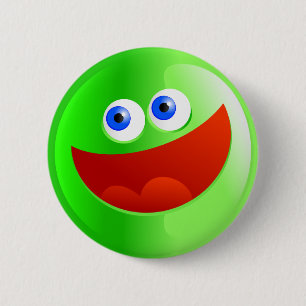 Happy Green Smilie 2 Inch Round Button