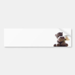 Happy Grey Hippo Holding Daisy, Cute Love Photo Bumper Sticker