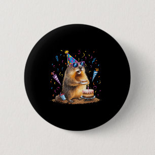 Happy Groundhog Day 12 Feb Ground Hog With Birthda 2 Inch Round Button