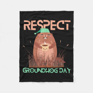 Happy Groundhog Day 2023 Lovers Costume Funny Grou Fleece Blanket