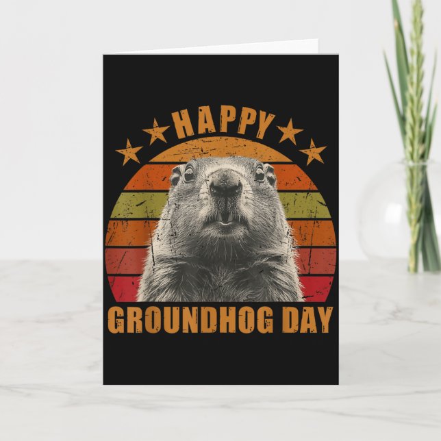 Happy Groundhog Day 2025 Decorations Humorous Retr Card (Front)