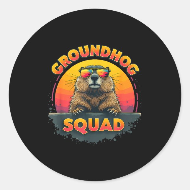 Happy Groundhog Day 2025 - Fun Groundhog Squad App Classic Round Sticker (Front)